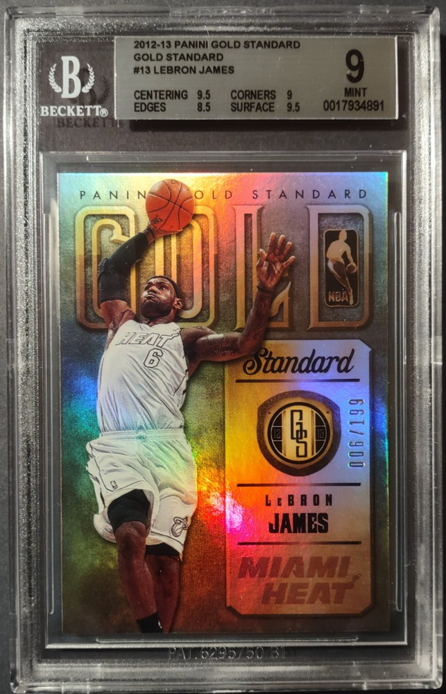 2012-13 Panini Gold Standard Lebron James 13 Gold JSY NUMB 6/199 BGS 9