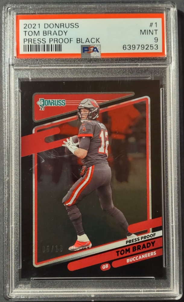 2021 Donruss Tom Brady 1 Press Proof Black /10 PSA 9