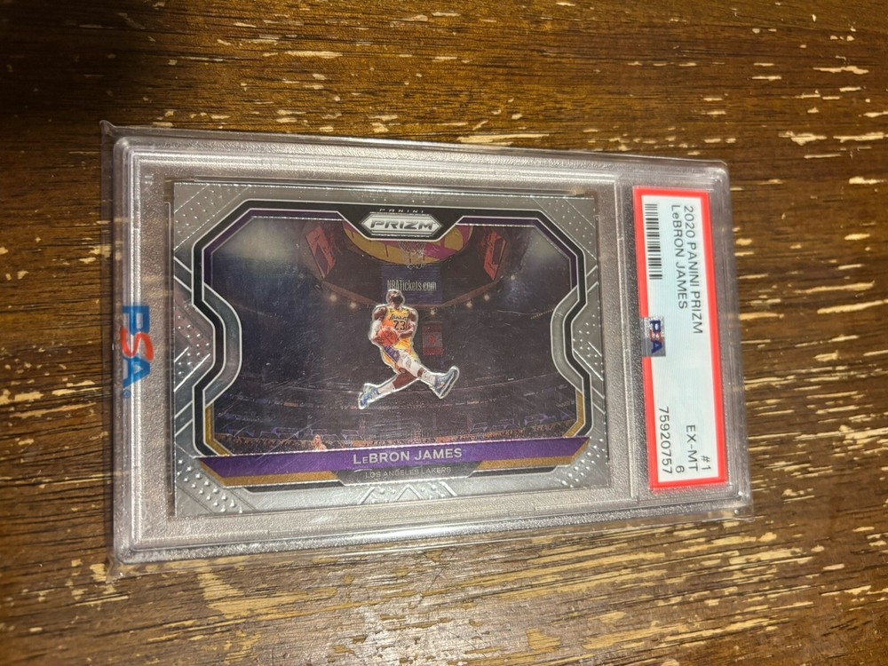 2020-21 Panini Prizm LeBron James Kobe Dunk Tribute PSA 6 Lakers Basketball Card