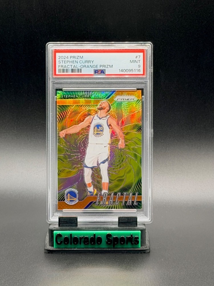 STEPHEN CURRY 2024-25 Panini Prizm Fractal #7 Orange Prizm 14/49 PSA 9 Mint