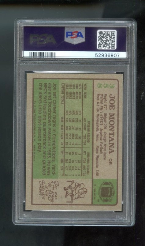 1984 Topps #358 Joe Montana San Francisco 49ers PSA 9 MINT Graded Football Card view 2