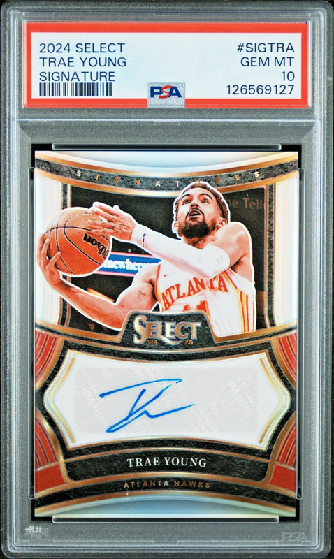 2024 Panini Select Signatures Trae Young Auto /249 PSA 10 POP 5 Hawks Wizards SP view 2
