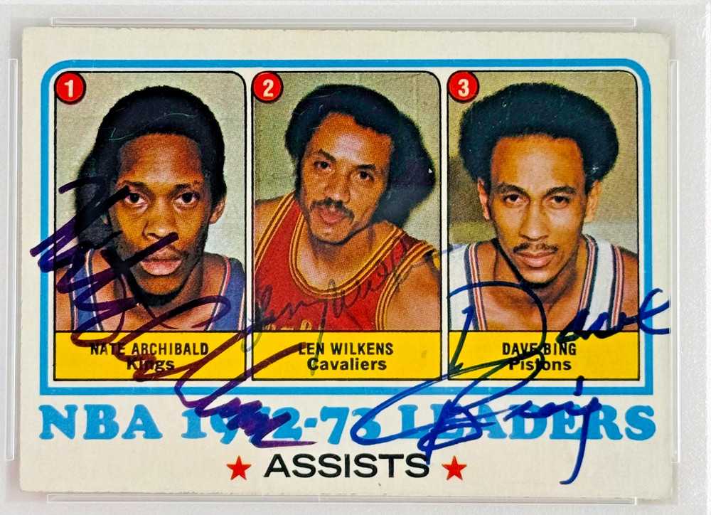 1973 Topps NBA Leaders Archibald Wilkens Bing Triple Auto PSA DNA HOF