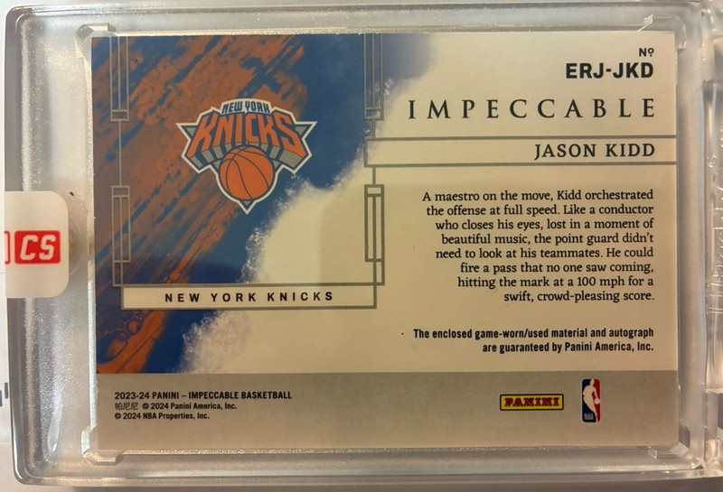 Jason Kidd Patch Autograph Impeccable Elegance Game Used On Card Auto Knicks   view 2