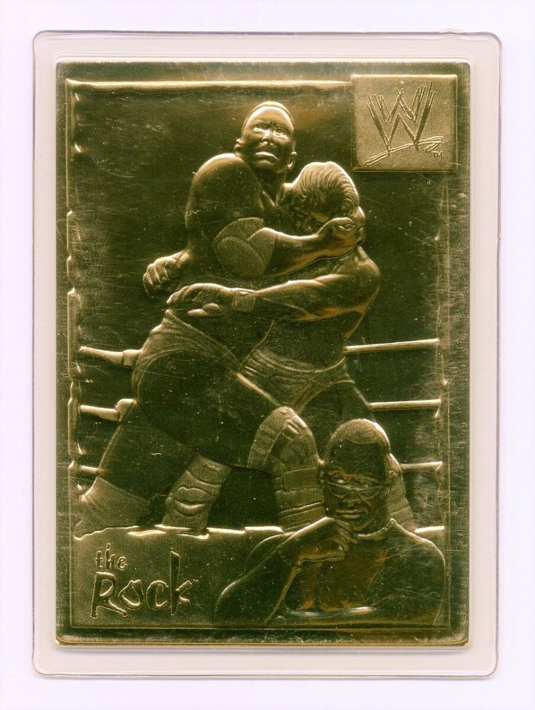 2002 Danbury Mint WWE The Rock Dwayne Johnson Embossed 22kt Gold Foil Card