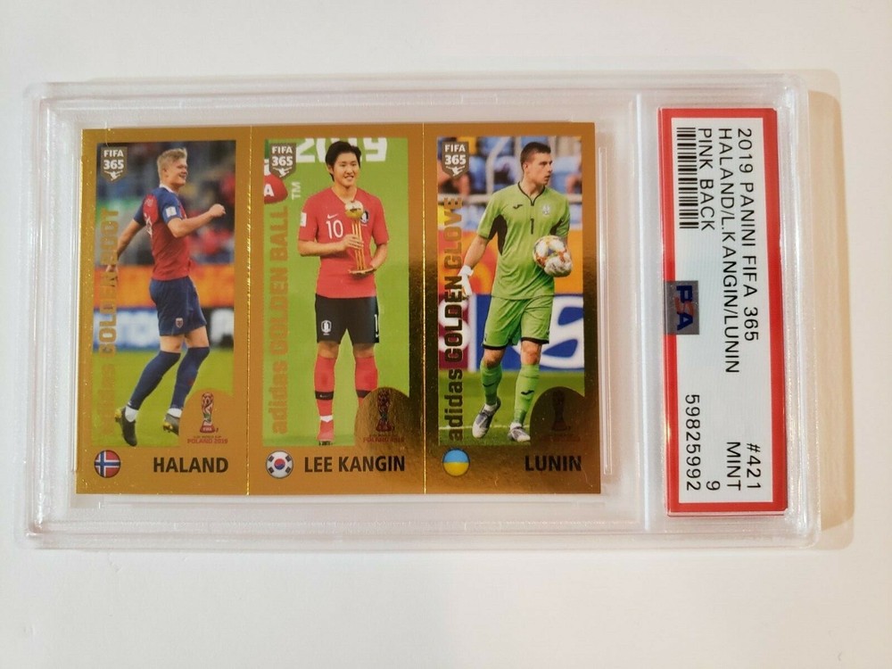 2019 Panini Fifa 365 Erling Haaland #421 RARE PINK BACK Rookie PSA 9 MINT RC