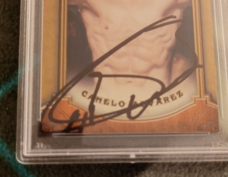 Canelo Alvarez signed 2014 Upper Deck Goodwin Rookie Card RC IP auto PSA boxing view 2