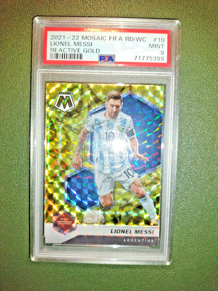 Lionel Messi Reactive GOLD 2021-22 Mosaic Fifa Road to World Cup PSA 9 MINT!