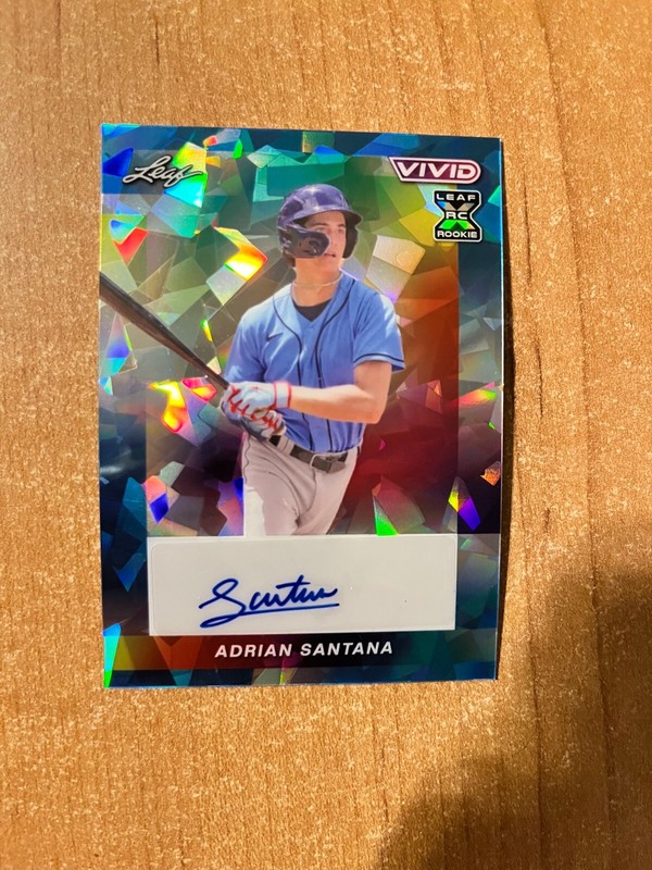 2023 Leaf Vivid - Adrian Santana - Teal Crystal XRC Auto #d 1/1 view 2