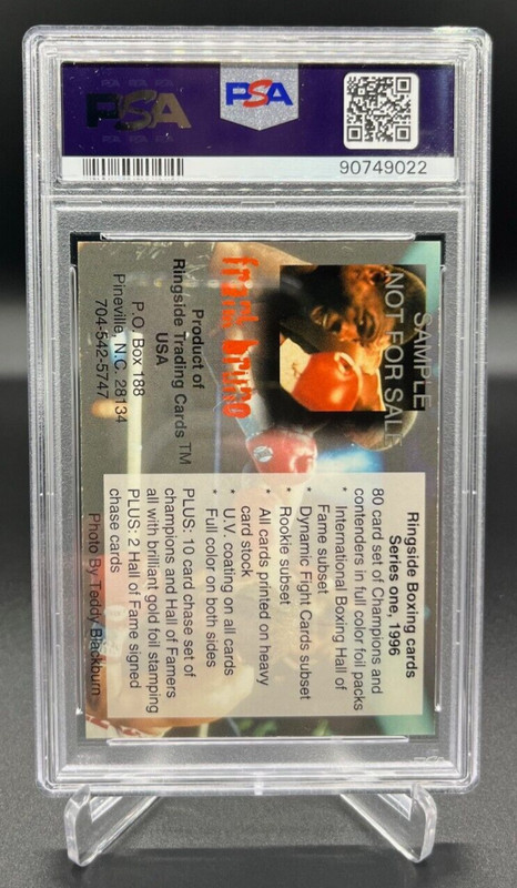 1996 Ringside Boxing Frank Bruno w/ Mike Tyson Promo Rookie Card PSA 8 NM-MINT view 2