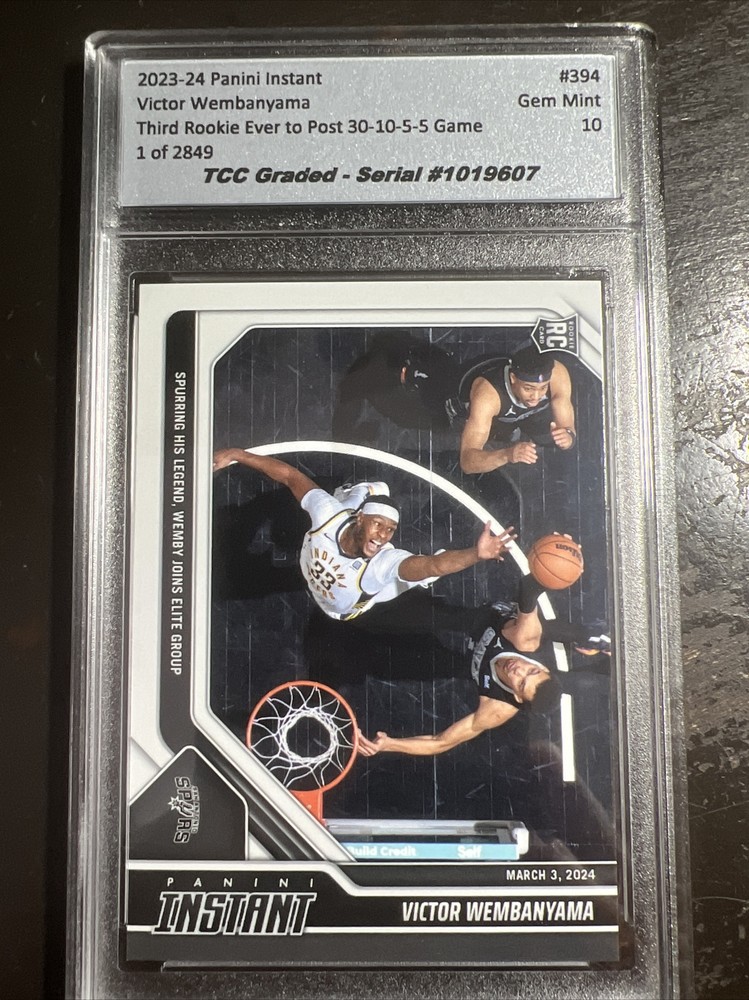 2023-24 Panini Instant Victor Wembanyama 30-10-5-5  TCC Graded Gem Mint 10