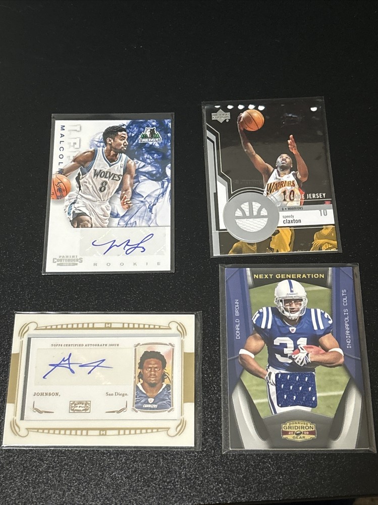 Football/Basketball Game Used Relic/Auto 4 Card Lot