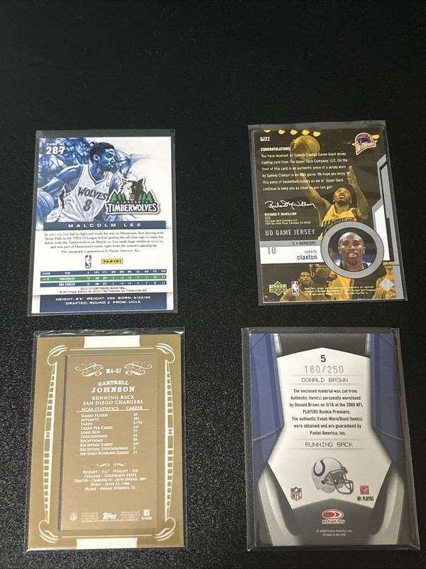 Football/Basketball Game Used Relic/Auto 4 Card Lot view 2