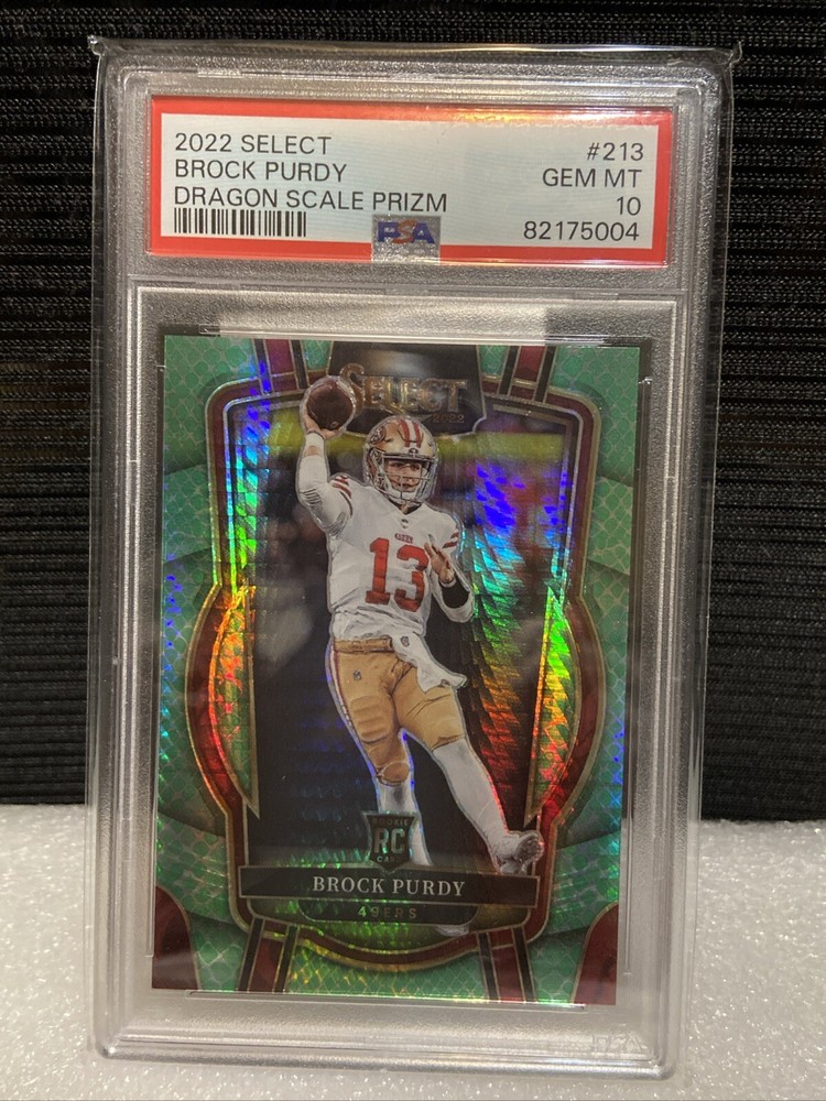 2022 Panini Select Brock Purdy Club Level Dragon Scale Prizm /89 RC PSA 10