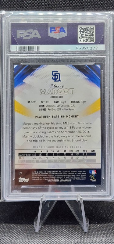 2017 Bowman Platinum #89 Manny Margot Black /10 PSA 10 view 2