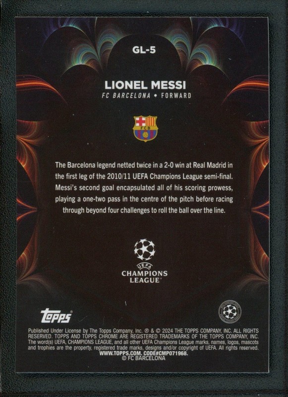 2024 LIONEL MESSI TOPPS CHROME UEFA CHAMPIONS LEAGUE GOLAZO REFRACTOR view 2