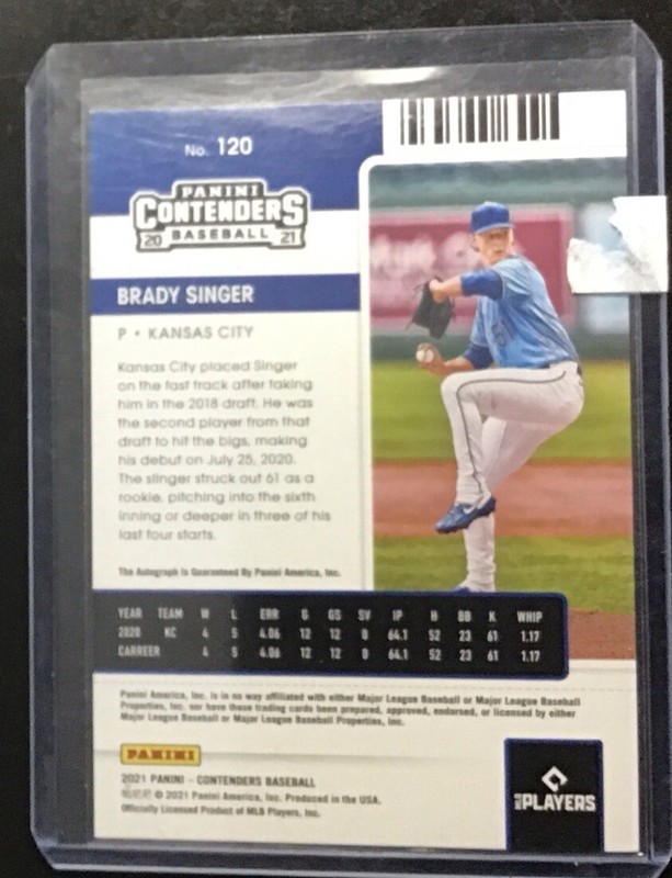 🔥2021 Panini Contenders Rookie Ticket Brady Singer #120 Auto RC Cracked Ice /23 view 2