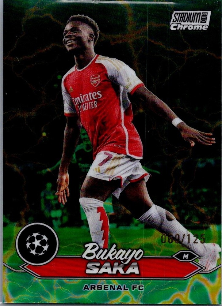 2024 Topps Stadium Club Chrome UEFA UCC Green Lightning /125 #72 Bukayo Saka