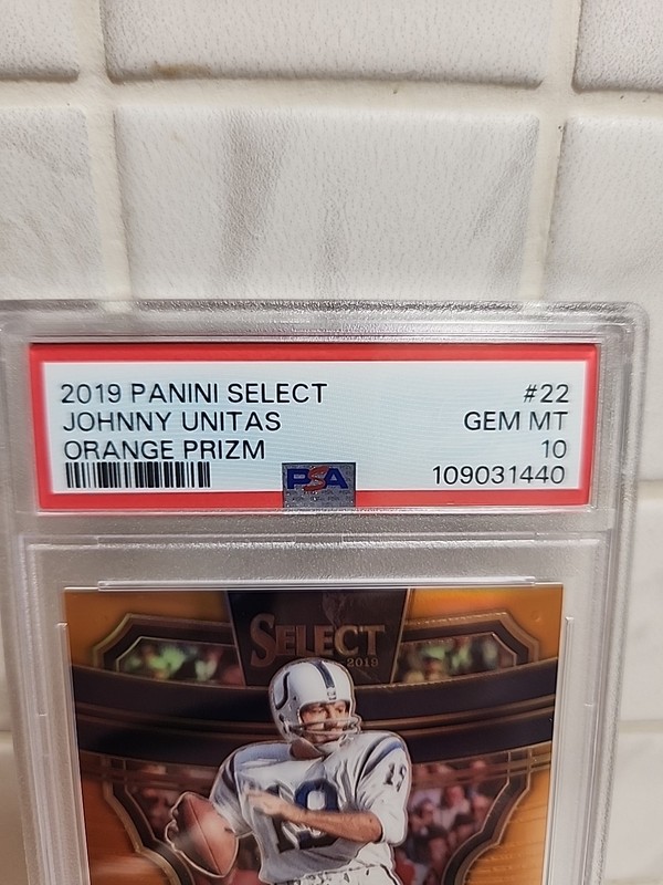 2019 Panini Select Orange Prizm #22 Johnny Unitas PSA 10 !/49 PSA Gem MINT Pop 2 view 2