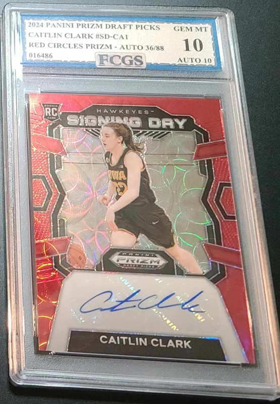 2024 Prizm DP Caitlin Clark RC Auto /88 Red Circles FCGS 10 GEM MT (Auto 10) view 2