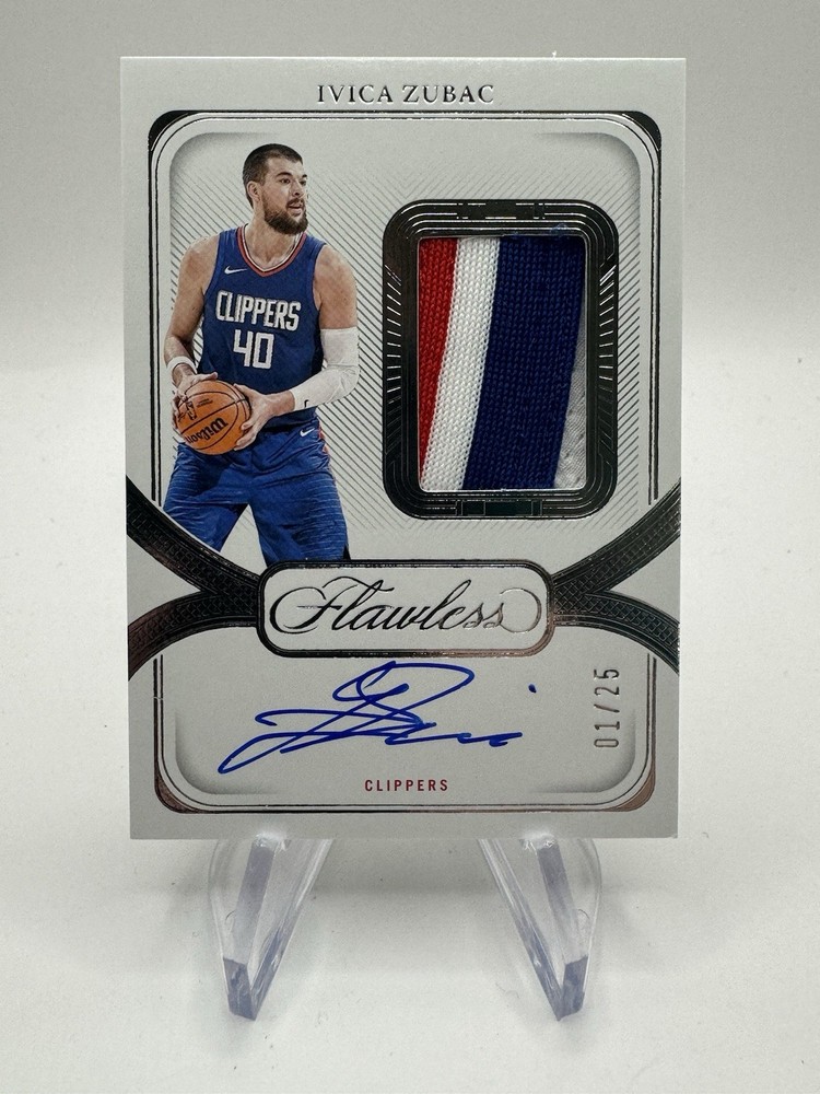 2023-24 Panini Flawless Patch Auto #01/25 Ivica Zubac Clippers Game Used