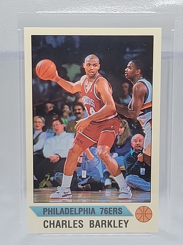 1990 NBA PANINI STICKER CHARLES BARKLEY #127 HAND CUT PSA 9 MINT VINTAGE view 2