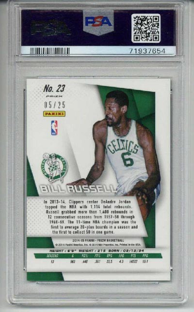 2014 PANINI PRIZM SP VARIATIONS GREEN MOJO #23 BILL RUSSELL /25 PSA 10 LOW POP view 2