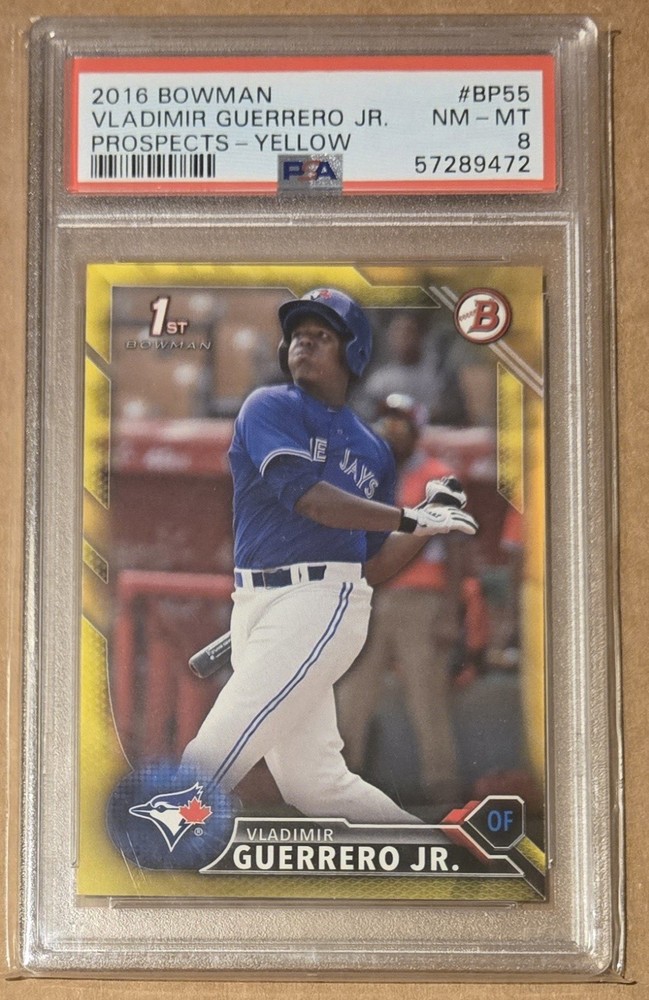 Vladimir Guerrero Jr 2016 Bowman Yellow 1st Prospects Rookie RC BP55 PSA 8