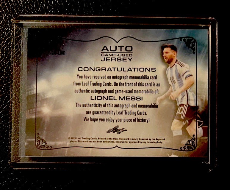 2022 Leaf Ultimate Soccer Lionel Messi Gold Patch Auto Game Worn Jersey 1/12!!🤩 view 2