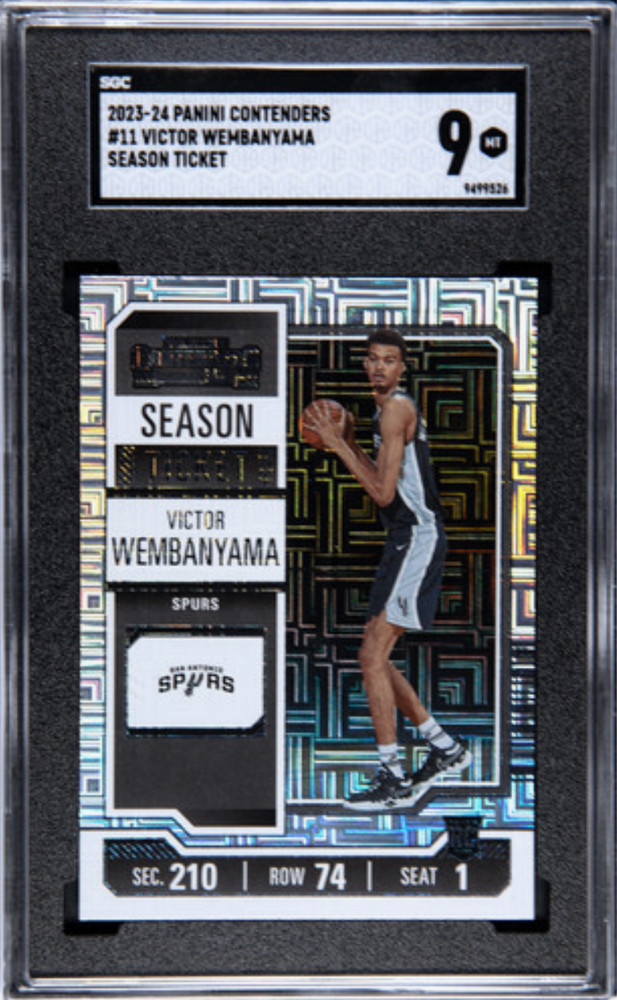 2023-24 Panini Contenders SPURS Victor Wembanyama #11 Rookie Season Ticket SGC 9