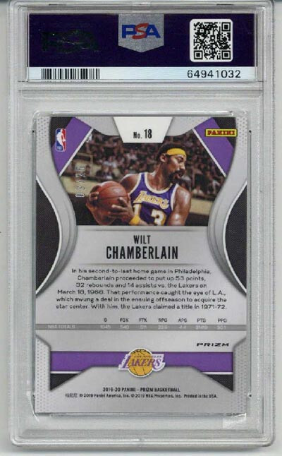 2019 PANINI PRIZM MOJO PRIZM #18 WILT CHAMBERLAIN LE 03/25 PSA 10 LOW POP RARE view 2