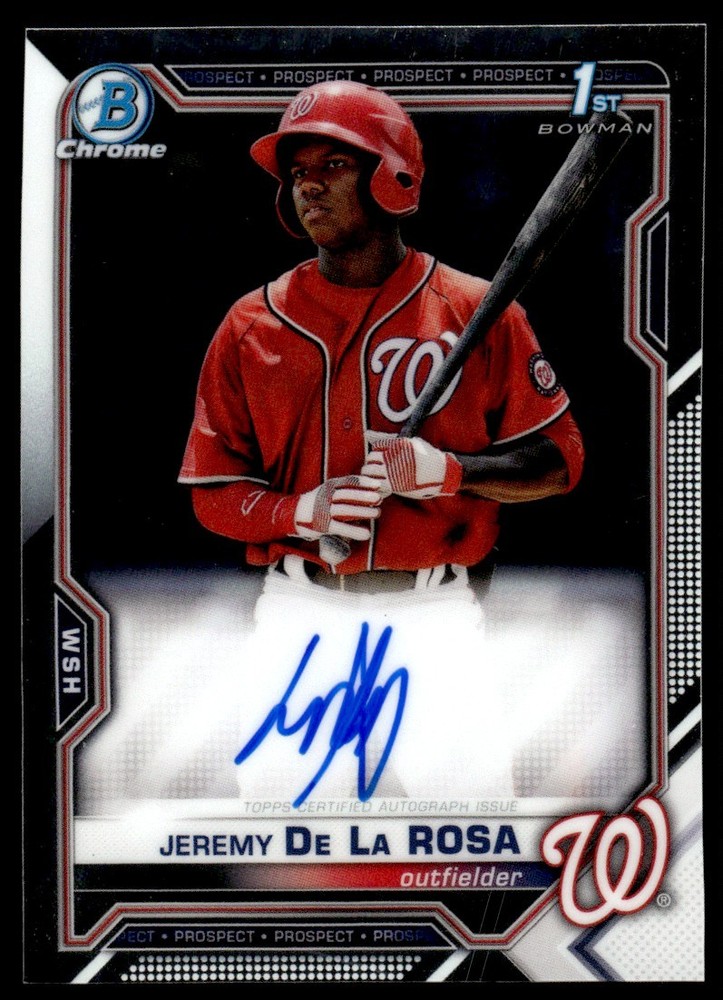 2021 Bowman Chrome Prospect Autographs 1ST Jeremy De La Rosa Auto #CPA-JDL view 1
