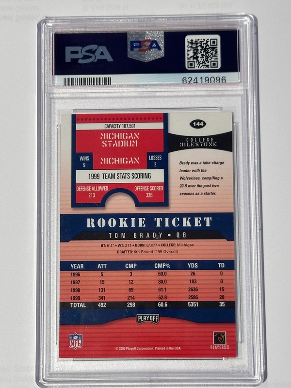 Tom Brady 2000 Playoff Contenders RC Rookie # 144 PSA Authentic 9 Auto! GOAT! view 2