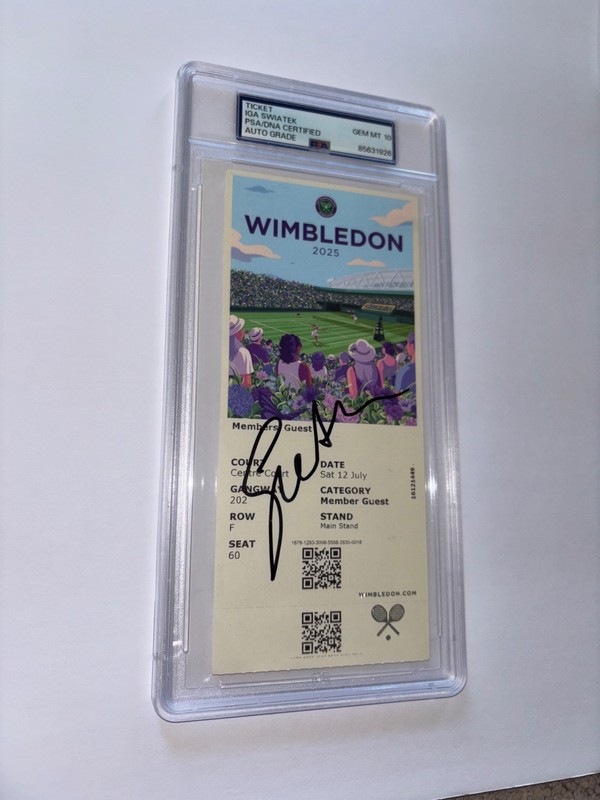 IGA SWIATEK SIGNED 2025 WIMBLEDON CHAMPIONSHIP FINALS TICKET SLAB PSA/DNA 10 view 2