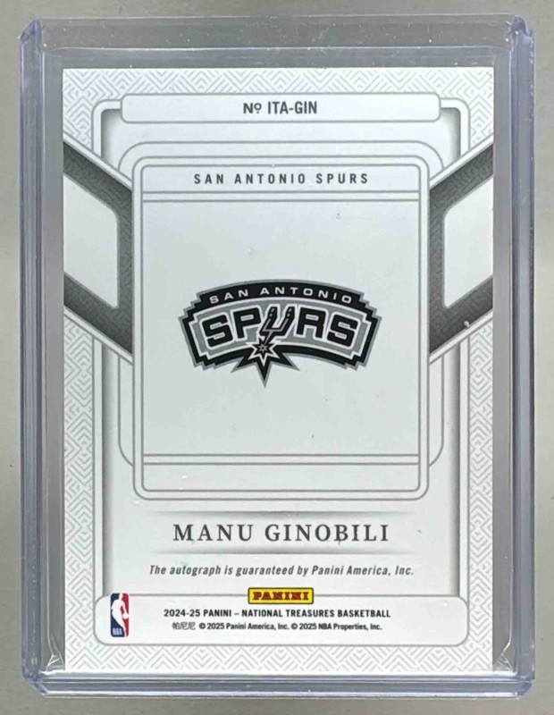 Manu Ginobili 2024 National Treasures International Treasure Auto 24/24 view 2