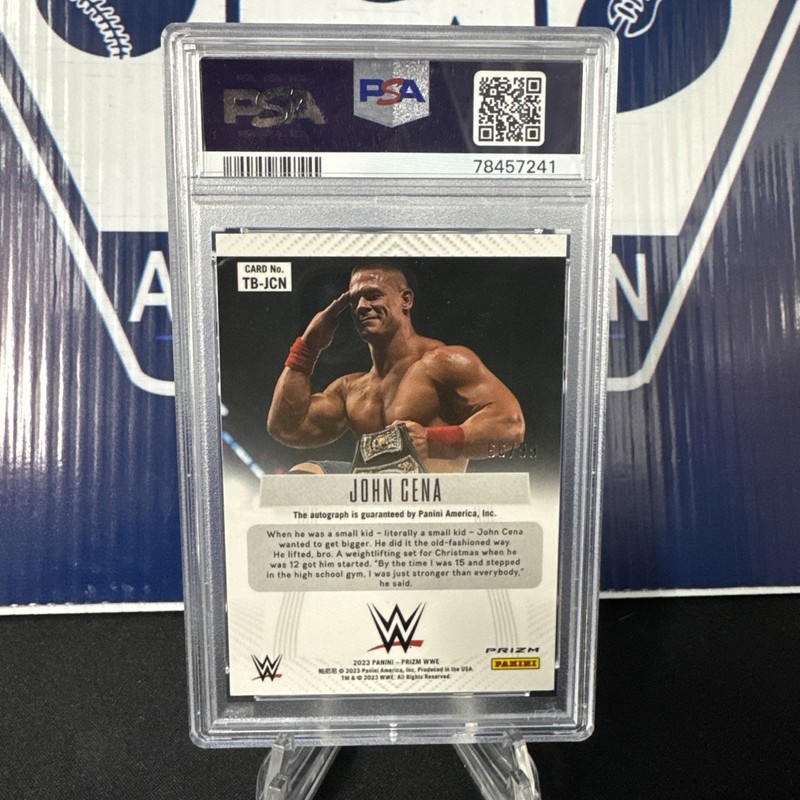 2023 Panini Prizm WWE John Cena Throwback Red Prizm Auto /99 #TB-JCN view 2