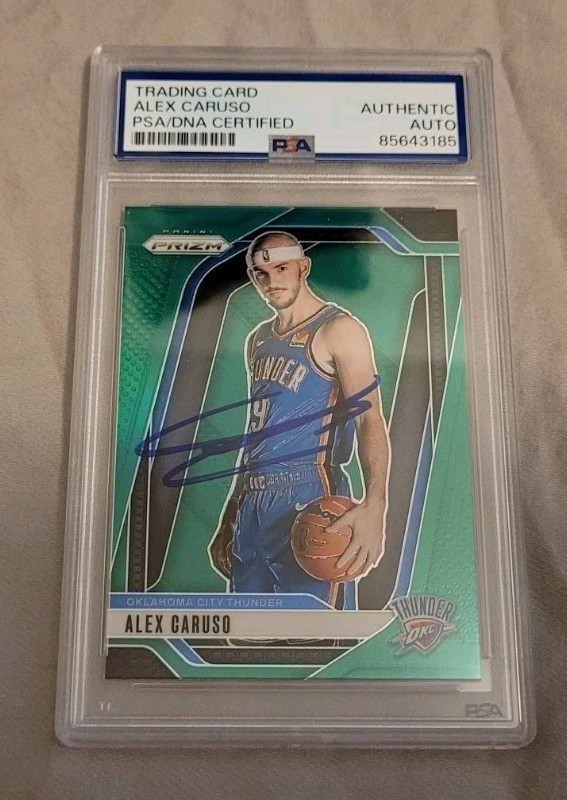 Alex Caruso signed 24-25 Panini Prizm Basketball green card IP auto PSA Thunder