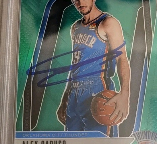 Alex Caruso signed 24-25 Panini Prizm Basketball green card IP auto PSA Thunder view 2