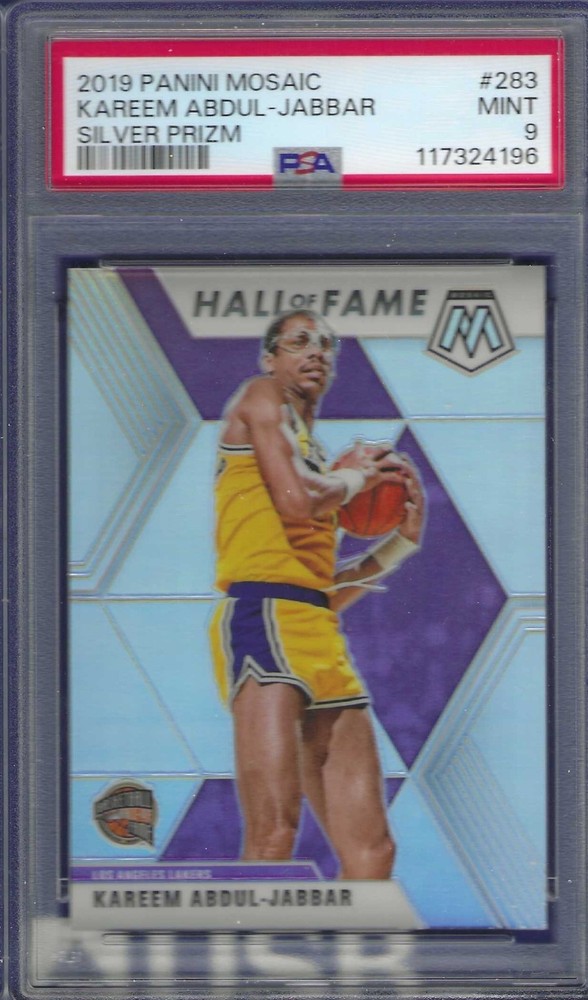 2019 PANINI MOSAIC HALL OF FAMESILVER PRIZM #283 KAREEM ABDUL JABBAR PSA 9