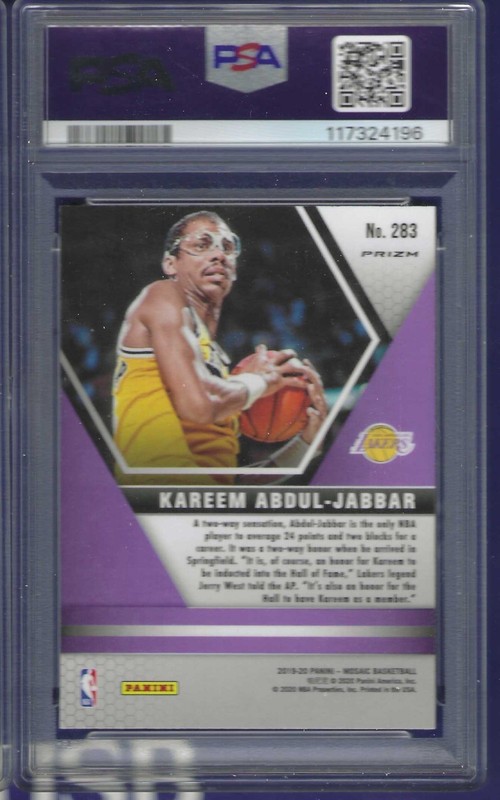 2019 PANINI MOSAIC HALL OF FAMESILVER PRIZM #283 KAREEM ABDUL JABBAR PSA 9 view 2