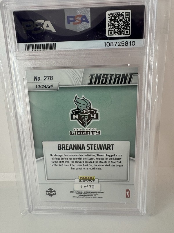 2024 Panini Instant WNBA Breanna Stewart New York Liberty Championship 278 PSA 6 view 2