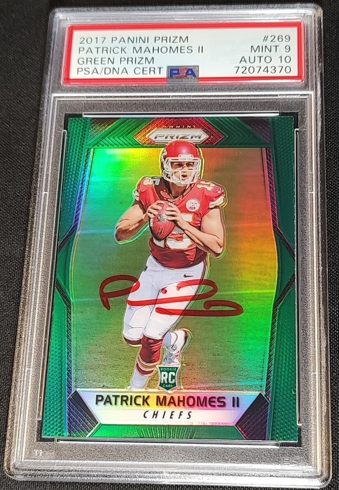 PSA 9/10 POP 2 RC AUTO PATRICK MAHOMES II SP GREEN 🚨TRUE ROOKIE #269 2017 Prizm