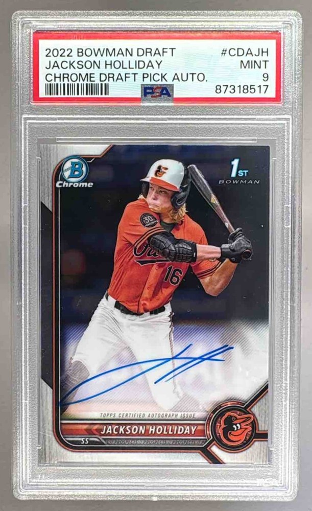 87318517 Jackson Holliday 2022 Bowman Chrome #CDA-JH 1st Rookie RC Auto PSA 9