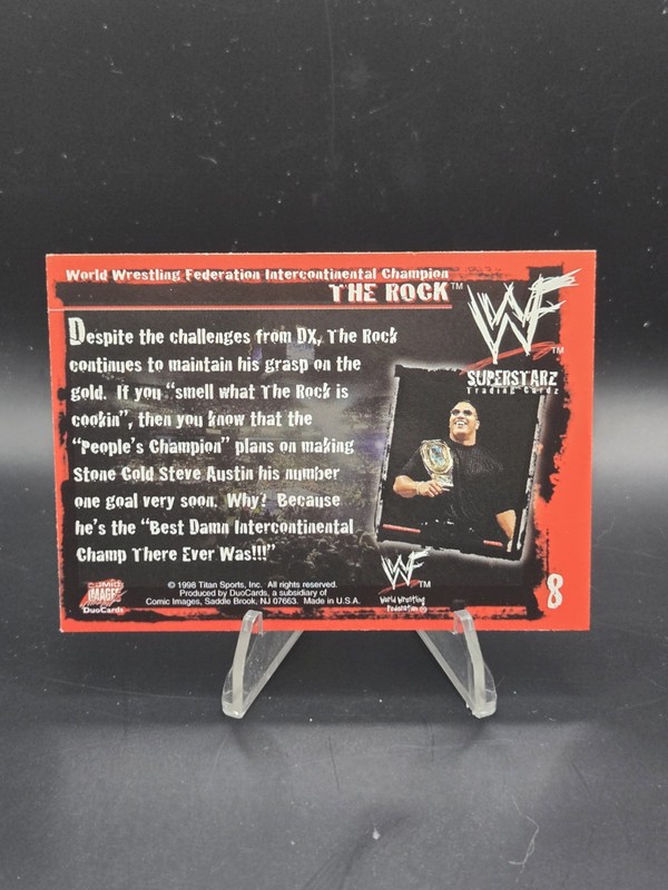 THE ROCK 1998 Comic Images WWF Superstarz Dwayne Johnson Rookie RC Card #8  view 2