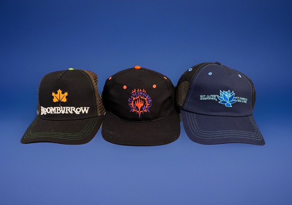 NEW 3 x Magic the Gathering Planeswalker Black Lotus & Bloomburrow Hat Cap Lot