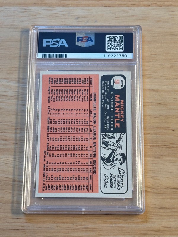 1966 Topps Mickey Mantle PSA 5 (#50) view 2