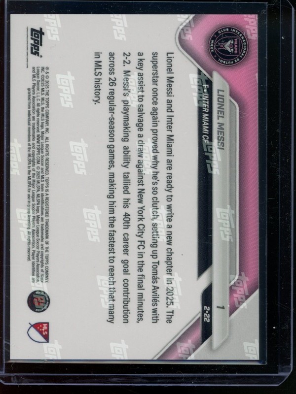 2025 Topps Now #1 Lionel Messi MLS Base Card (Quantity) view 2