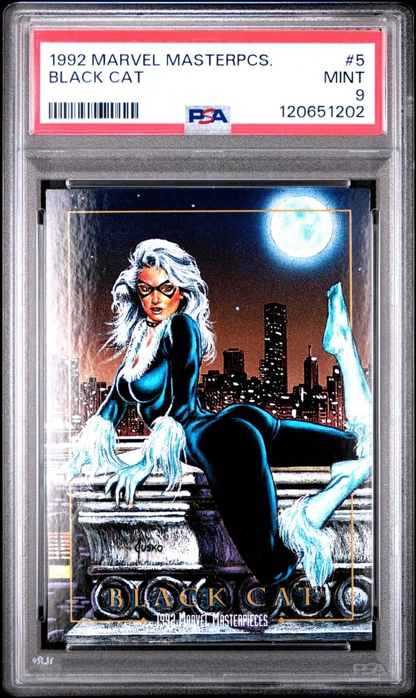 1992 Marvel Masterpieces #5 Black Cat - PSA 9 Mint - Freshly Graded!