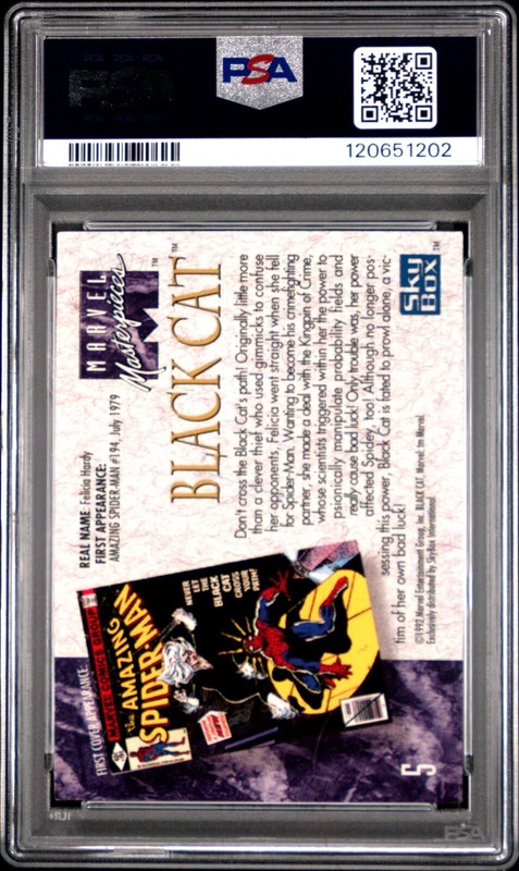 1992 Marvel Masterpieces #5 Black Cat - PSA 9 Mint - Freshly Graded! view 2