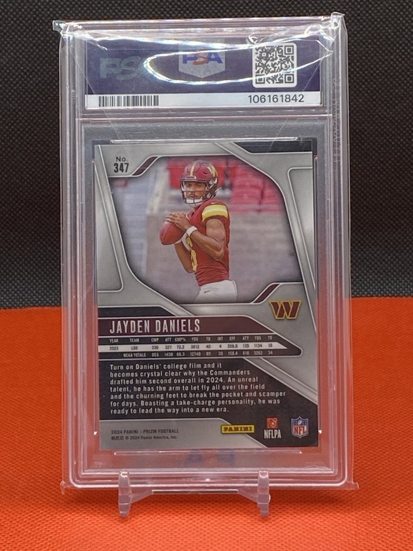 2024 Prizm Jayden Daniels PSA 10 Gem Mint Rookie Card RC #347 view 2